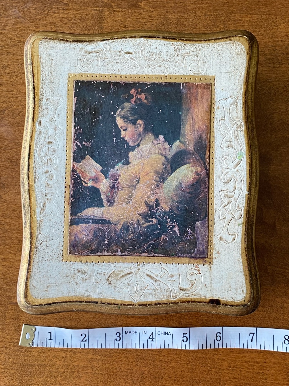 Vintage Mele Masterwork Fragonard Young Girl Reading Jewelry Box Japan - Picture 5 of 6